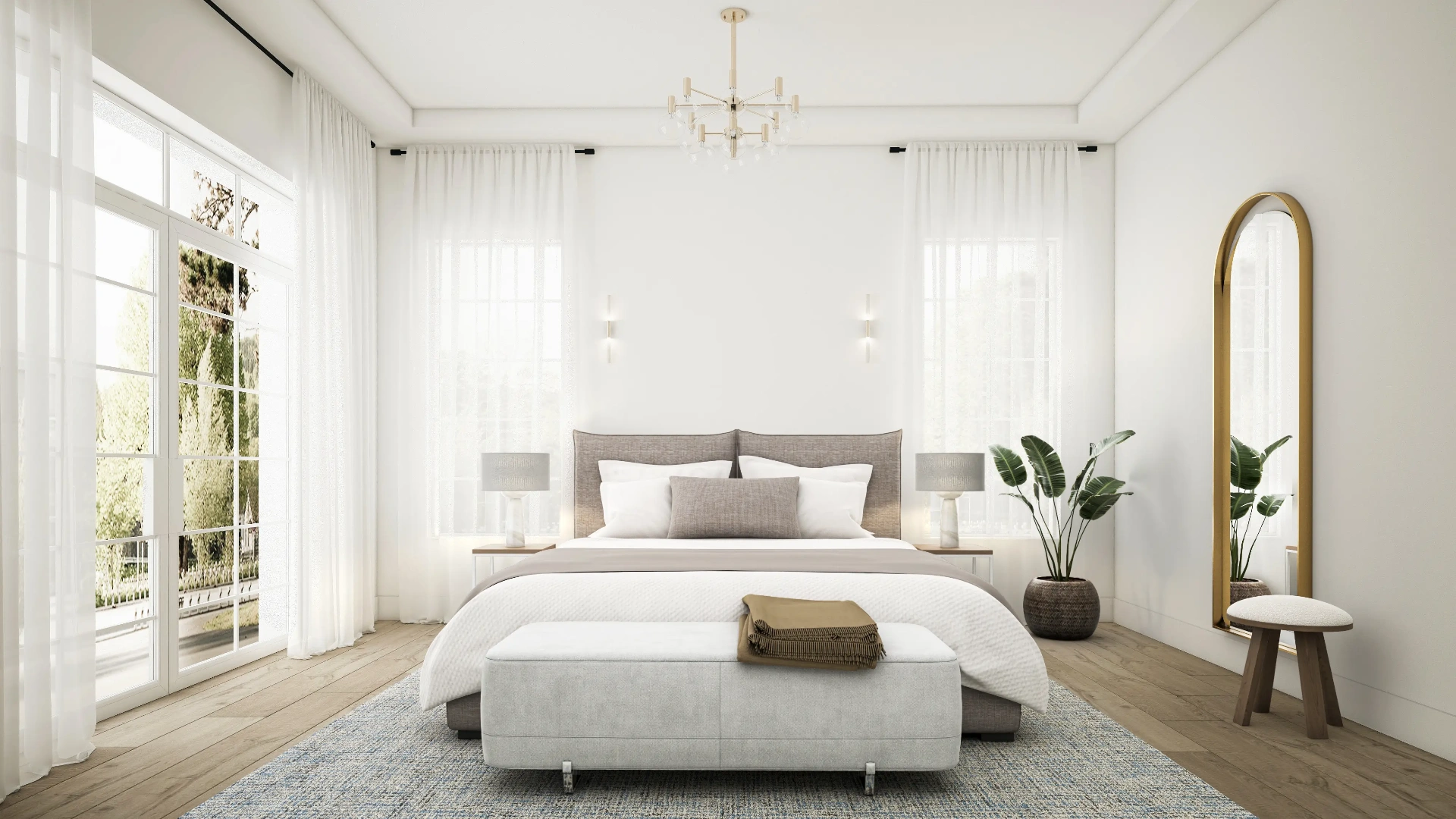 Photorealistic virtually staged bedroom