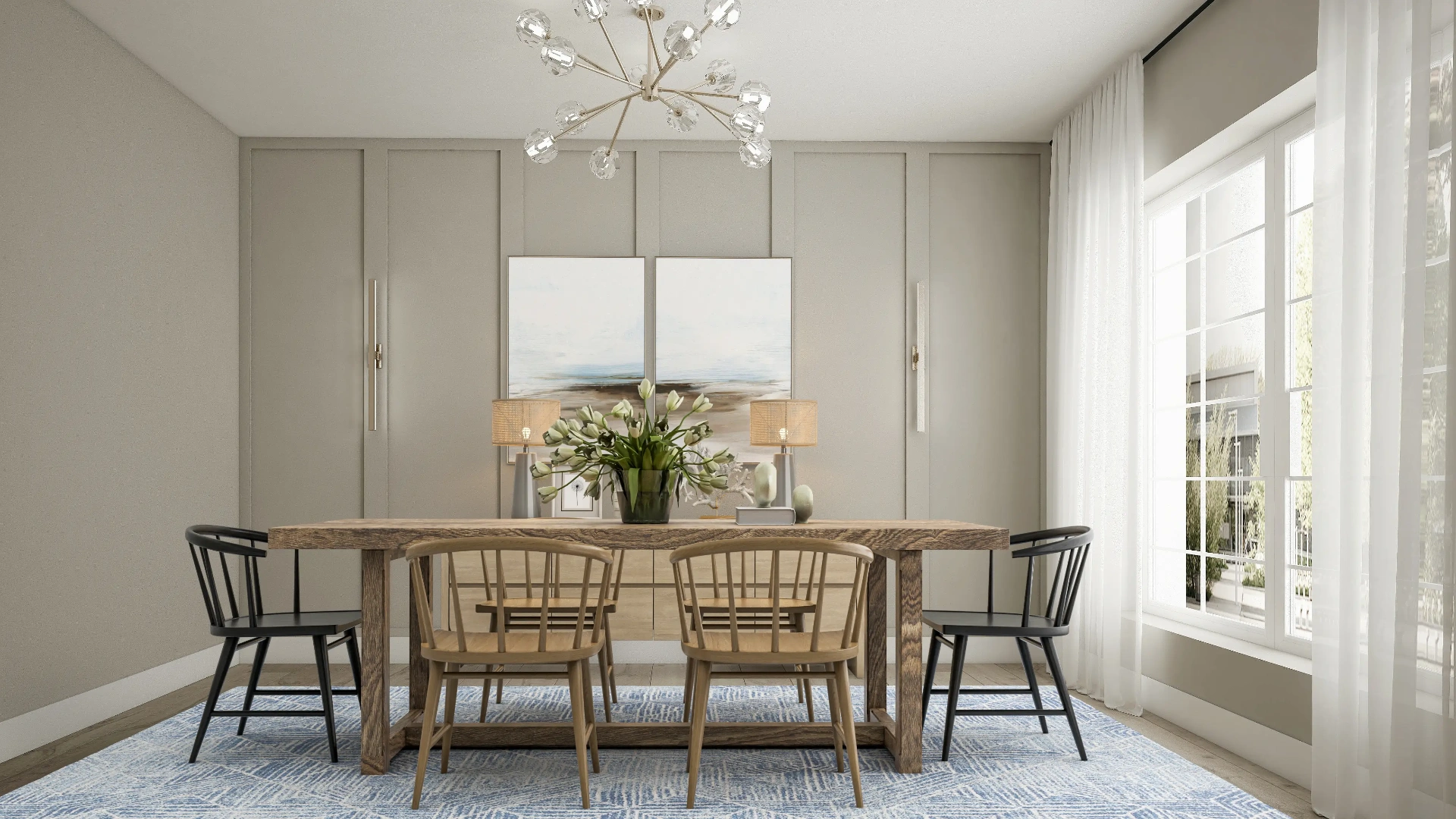 Photorealistic virtually staged dining room