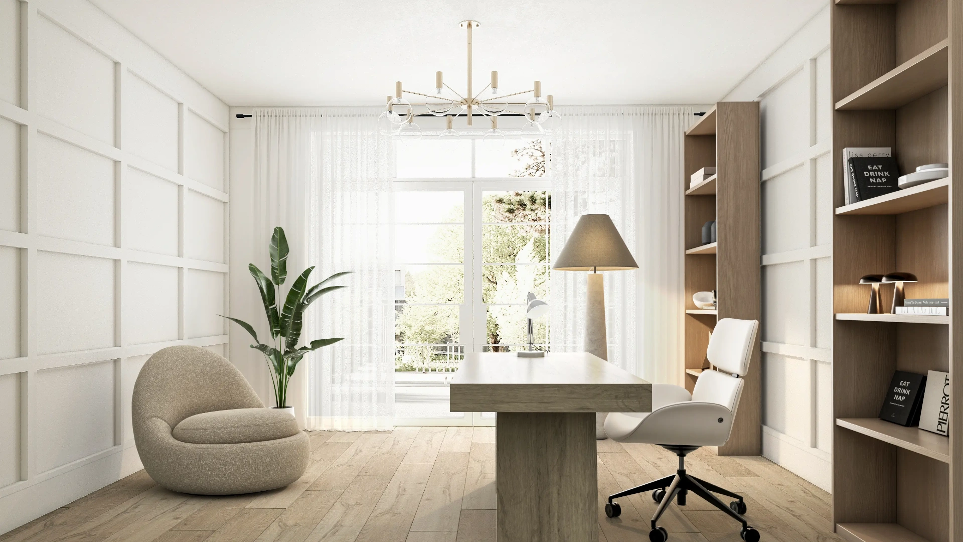Photorealistic virtually staged home office