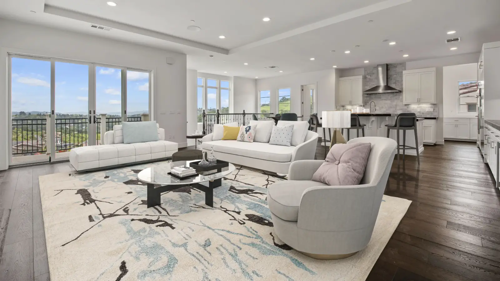 Open-plan living room virtually staged by VirtualStaging.com