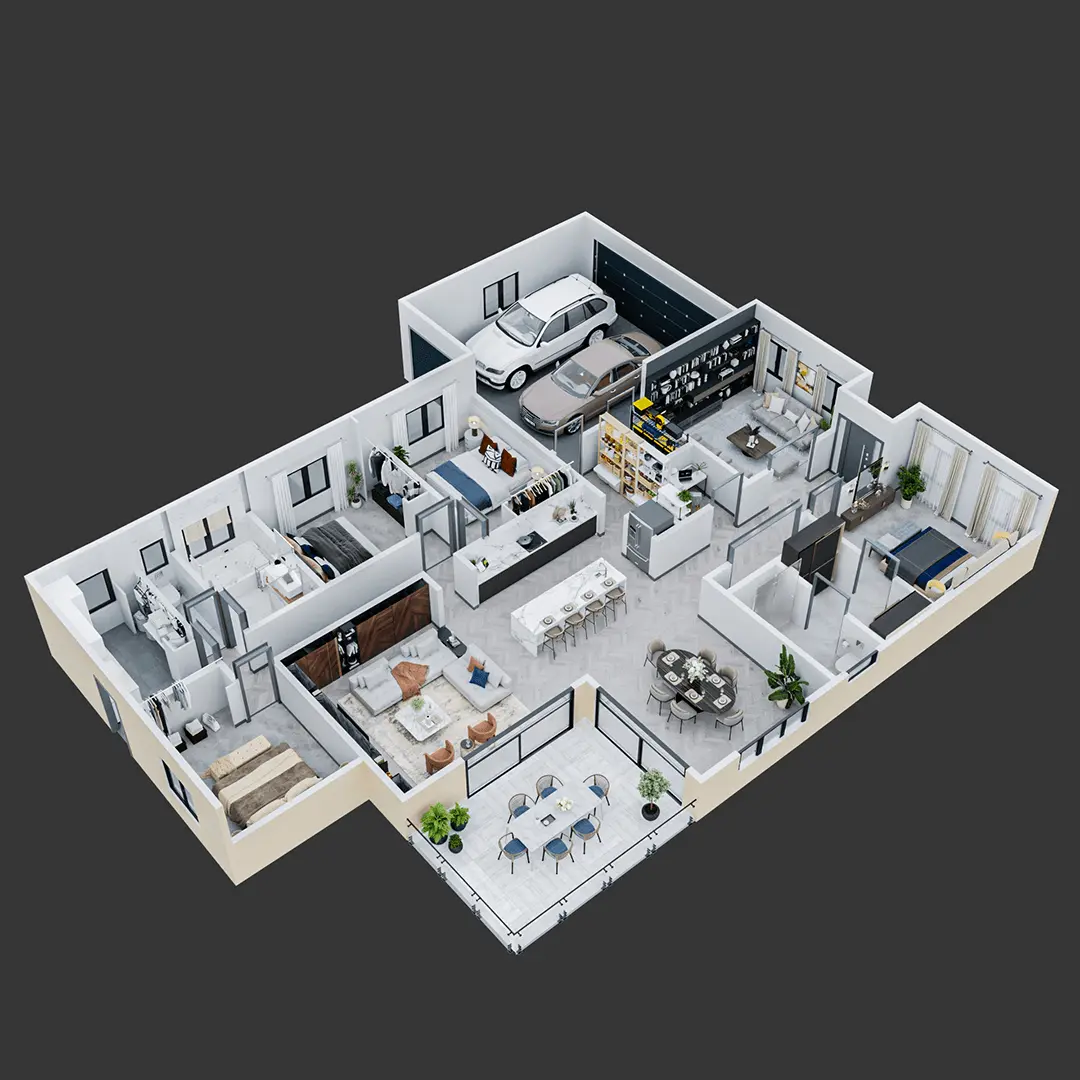 3D floor plan render